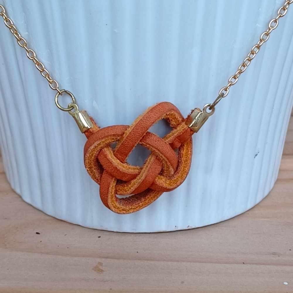 Handmade Leather Knot Necklace